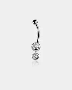 CZ Dangle Titanium Belly Ring