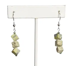 Stacked Cube Yellow Turquoise Earrings