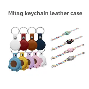 Bestselling Viral MiTag/AirTag Leather Case Keychain TikTok Trending Pet Anti-Lost Device Holder Dog Cat Collar Attachment Android iOS GPS Tracker Cover for Keys Wallet Luggage Kids Waterproof Durable Protection