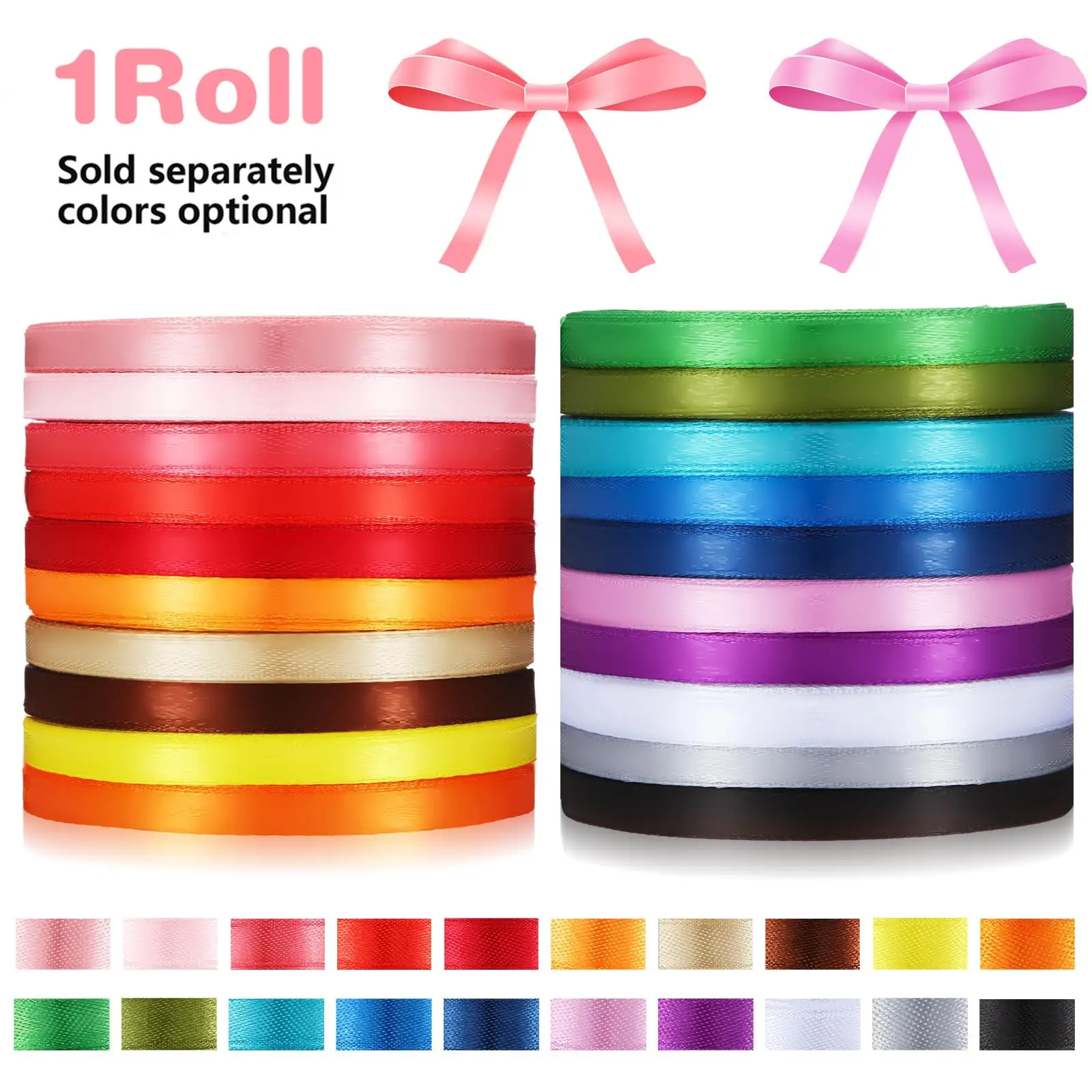 Multiple Colors Available Satin Ribbon Roll, Perfect for Valentine's Day, Mother's Day, Crafts, Gift Wrapping, Gift Box Wrapping, Gift Decoration, Weddings, DIY Projects, Gift Wrapping Supplies