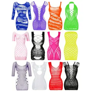 12 Pieces Women's Fishnet Lingerie - Mesh Babydoll Bodysuit Lace Smock Lingerie - For Women - Sexy & Romantic - Perfect for Date Night & Special Occasions - Ideal Gift for Her