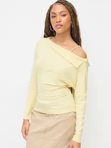 Cider Asymmetrical Neckline Long Sleeve Top