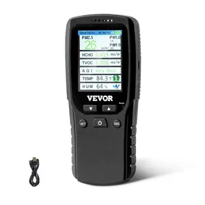VEVOR Air Quality Monitor 9-IN-1, CO2, Temperature, Humidity, Formaldehyde TVOC AQI Tester, Professional PM2.5 PM10 PM1.0 Particle Counter for Indoor/Outdoor, Air Quality Meter w/Alarm ThresholdsVEVOR Super Brand Day