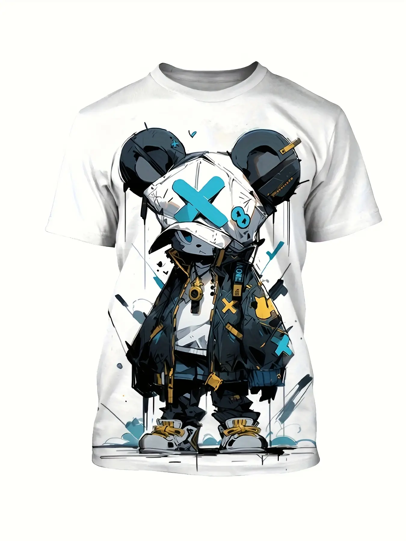 Original trendy brand cartoon men's round neck short-sleeved T-shirt, digital printing fashion street elements comfortable and breathable men's top, Casual Clothing, youth couple shirt, Casual Street Fashion, Menswear Streetwear