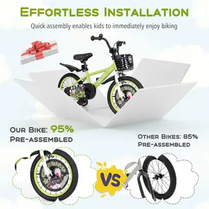 COSTWAY - 16 Inch Kids Bike Adjustable with Detachable Training Wheels for 4-8 Years Old-16 inches