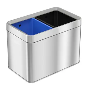 5.3 Gallon / 20 Liter Dual Compartment Open Top Kitchen Trash Can & Recycle Bin Stainless Steel