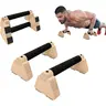 2 PCS Wooden Parallettes Bars, Wood Push Up Bars Calisthenics Equipment with Non-Slip Base, Pushup Handles Fitness Blocks for Men and Women Strength Training(10 inch)