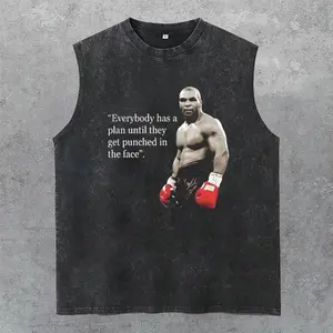 Everybody Has A Plan Until They Get Punched In Face Mike Tyson Washed Tank Top, Gym Essential, Vintage Casual Crewneck Short Sleeves Menswear T-shirts Classic Cotton Fabric Streetwear