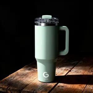 BIGRD - Insulated mug with handle and straw, 40-ounce capacity, equipped with eco-friendly sturdy dual drinking lid, suitable for travel/home/gifts/school/outdoors, vacuum insulated stainless steel material, BPA-free