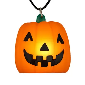 Blinkee LUHPWBCN Light Up Happy Pumpkin Charm Trick or Treat with Black Cord Necklace