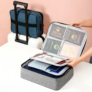 Vintage PVC Fireproof ID Organizer Bag with Handle - Portable, Multi-Layer, Waterproof, Large-Capacity Accordion File Pouch for Travel, Business Document & Passport Storage