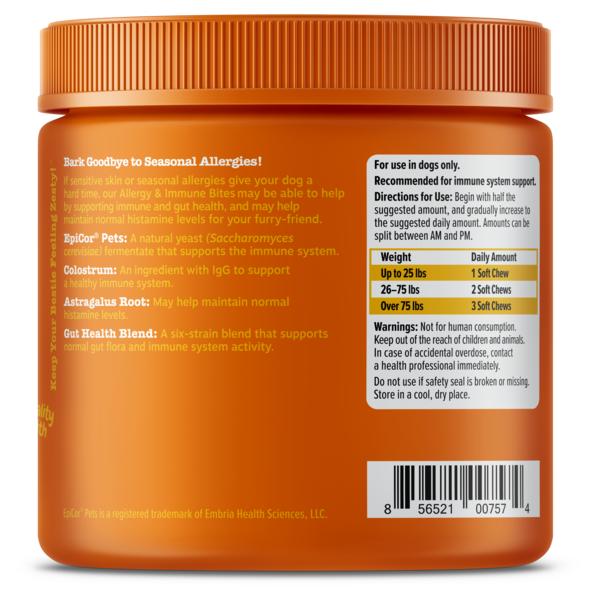 Zesty Paws Allergy & Immune Bites, Soft Chews Treats for Dogs’ Gut & Immune Health