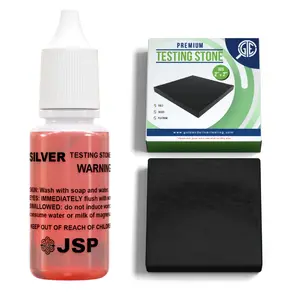 JSP & GTE Silver Test Kit for Jewelry Precious Metals Scrap Testing 999 925 Sterling Bars with Acid Solution & 2x2 Test Stone Easy to Use for Travel