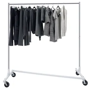 LEMY Clothing Garment Rack Freestanding Hanger Multi-Functional Clothing Rack on Wheels, Silver 220 lbs