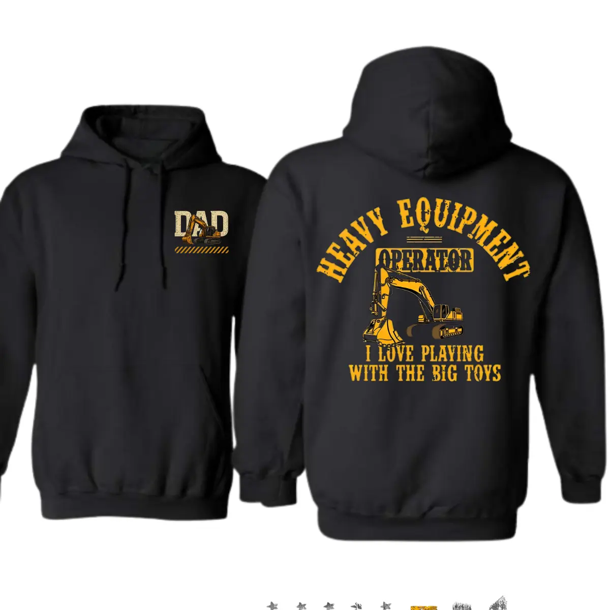 Excavator Operator Hoodie – Heavy Equipment Crew Graphic Sweatshirt – Funny Construction Work Hoodie – Blue Collar Gift for Men