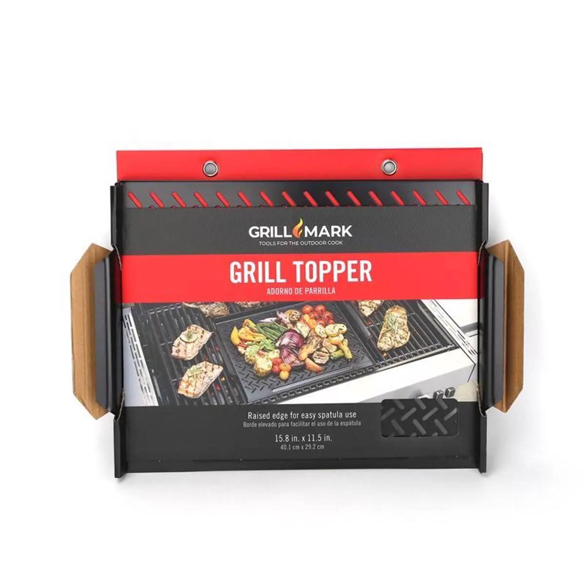 212 MAIN Perforated Gray Steel Grill Topper - 16x12 in, Barbecue Utensils, Kitchen Cookware Accessory (Model 8083968)