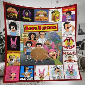 Bob's Burgers Belcher Family Fleece Blanket | Iconic Quote Collage Throw | Ultra Soft Cozy TV Show Room Decor | Perfect Fan Gift Idea