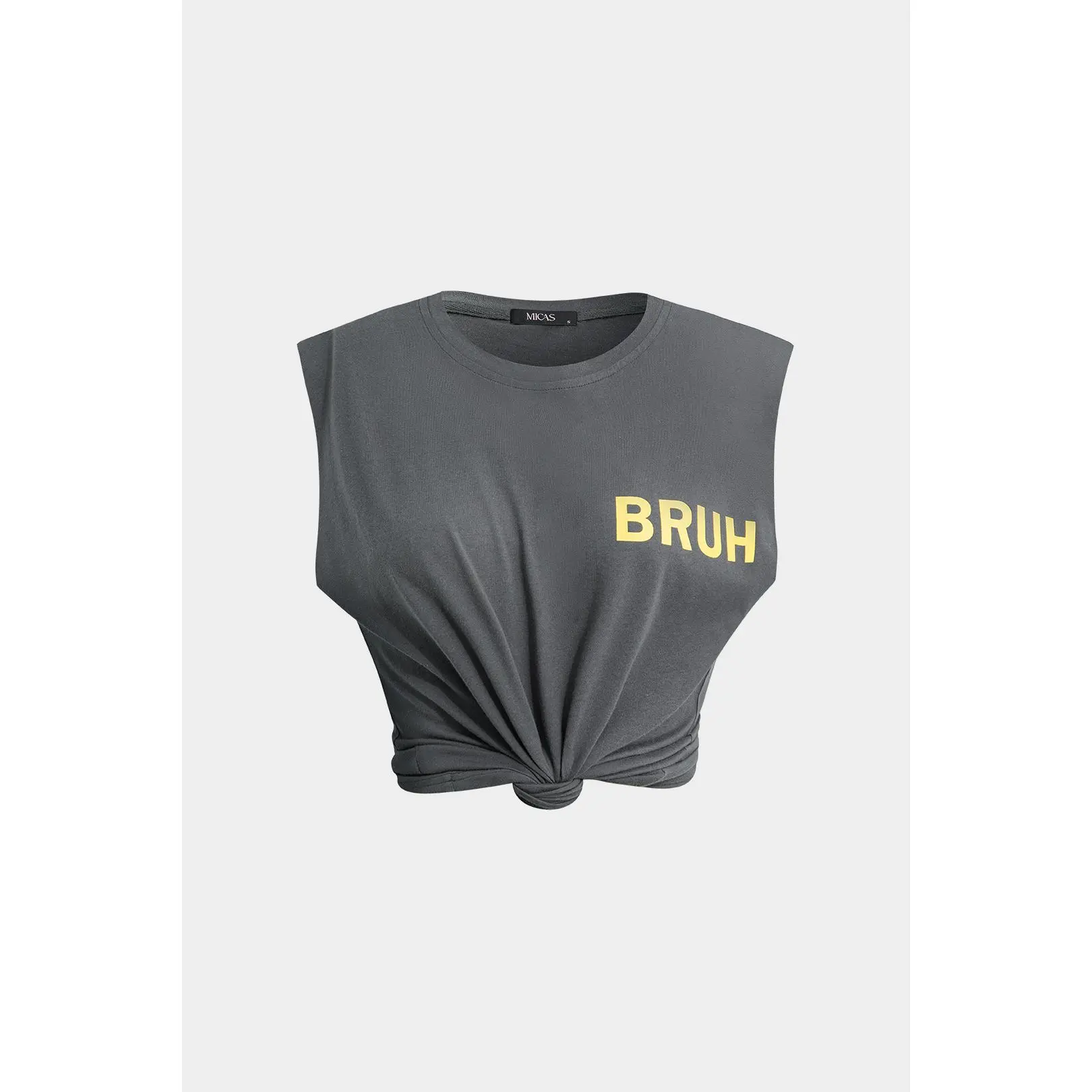 Bruh Print Sleeveless T-shirt