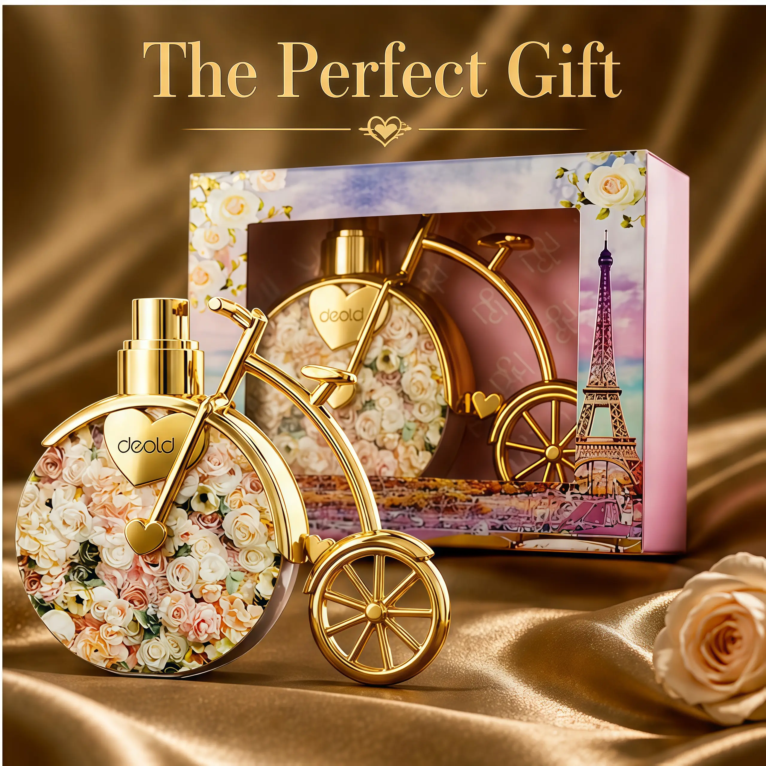 Women's perfume in bicycle shape with floral scent. Long-lasting fragrance for women. Women's perfume as a birthday gift for her. Rose perfume. Daily commuting and workplace perfume. Women's travel-sized perfume. 25ml, 0.85oz. Portable.