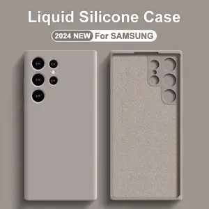 Liquid Silicone Shockproof Case For Samsung Galaxy S24 S23 S22 S21 S25 Ultra A55 A54 A34 A52 5G Accessories Cute Soft Back Cover
