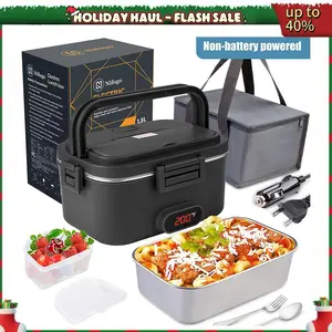 Nifogo 2.5L/1.8L Electric Food Warmer Lunch Box Portable 110V/12V/24V Car/Home Compatible Leak-Proof with Tableware & Lunch Bag for Office/Travel
