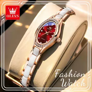 Premium OLEVS 7131 Women's Quartz Watch, Oval Rose Gold Ceramic Wristwatch, Waterproof Luxury Dress Watch, Perfect Gift for Her