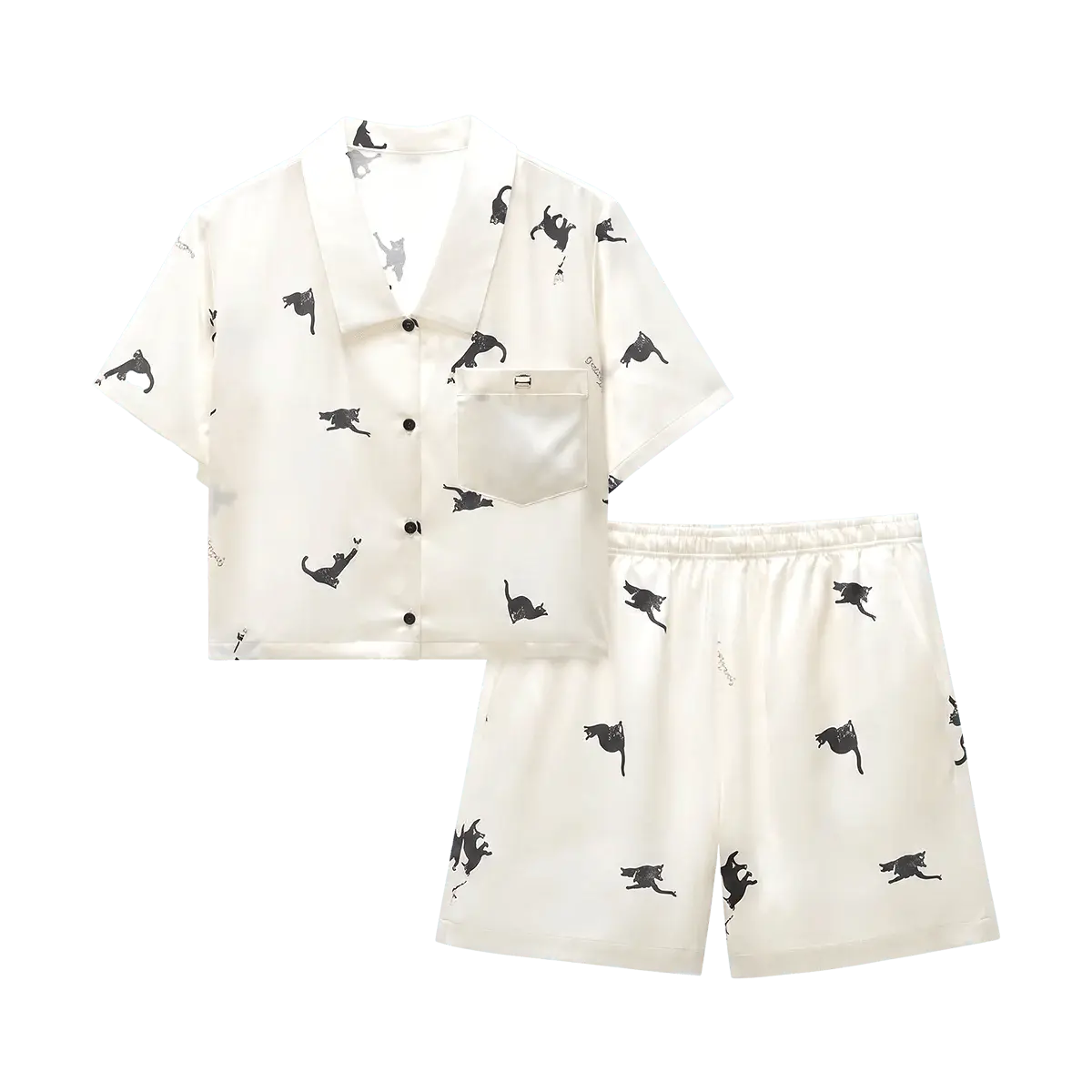 Bananain Women's Buttery Smooth Ice Silk Pajama Set - Breathable Satin Short-Sleeve & Shorts Home Outfits, Comfy & Cozy, Seamless, Aesthetic Fabric, L Size, Fits True to Size, Prints, Buttery Smooth Pajamas Sets, Comfy And Cozy