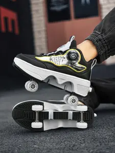 A pair of ice skates, unisex, sports shoes with wheels, ice skates that can walk and slide, wheels that can retract, suitable for both adults and children