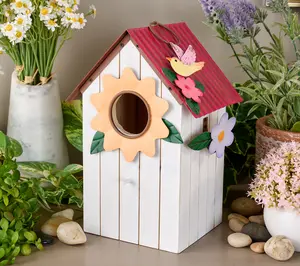 Garden Reflections Wooden Birdhouse with Floral Accents