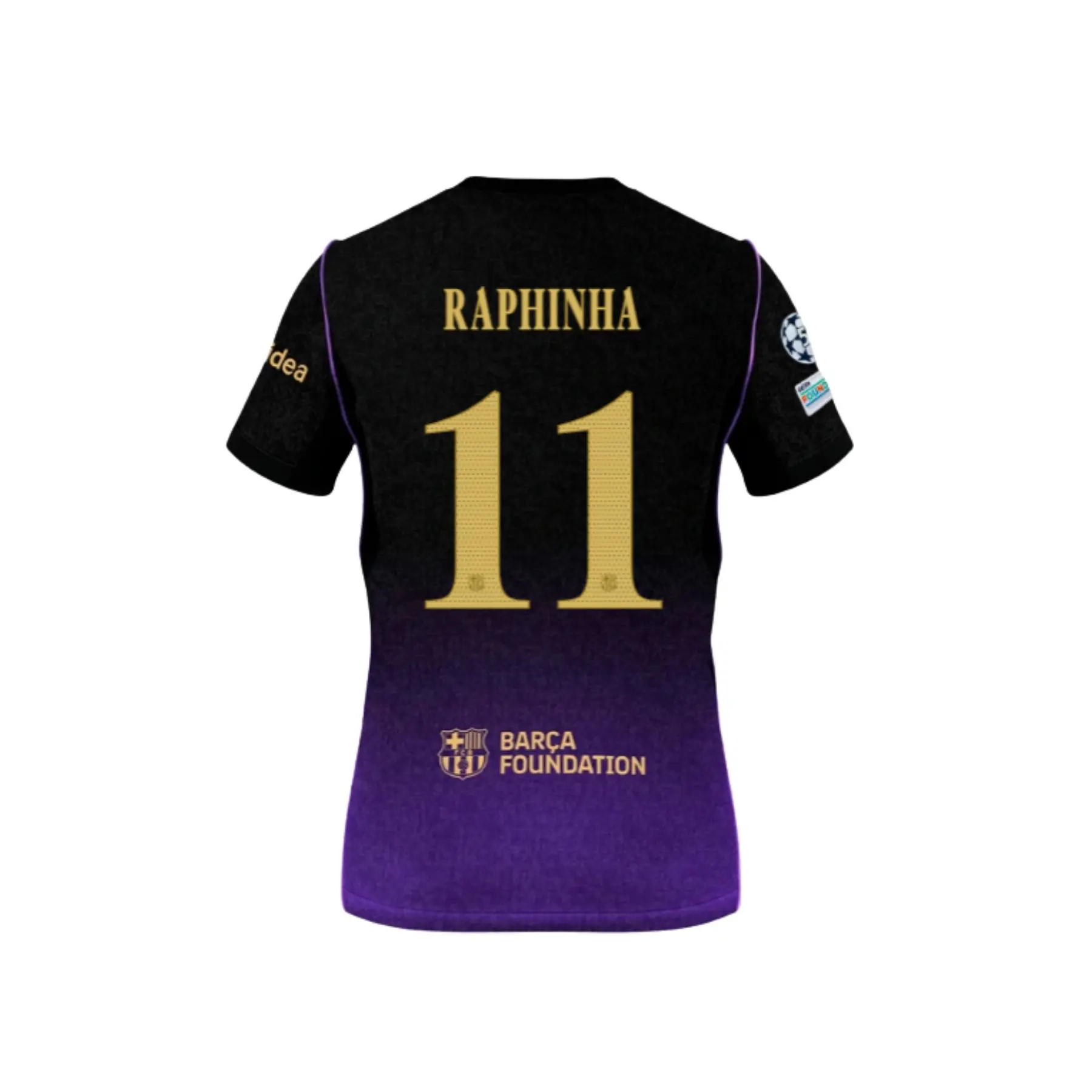 #11 Raphinha Pedri Unisex FC Barcelona Black Purple Away Jersey, Men's Soccer Shirt, Performance Football Fan Gear, Breathable Quick Dry Football Shirt, Match Day Apparel