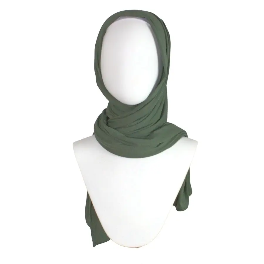 Bamboo Jersey Hijab Olive Green - Maxi Size (But Not Bulky!)