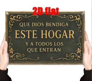 FallFreshness 2D Flat 8x12inch Metal Wall Art Sign Spanish God Bless This Home Theme Iron Art for Home Prayer Room Bedroom Study Living Dining Room Ideal Gift for Friends Ornaments