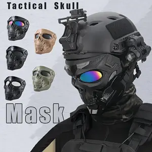 Motorcycle Windproof Riding Goggles Skull Full Face Mask, Vintage Harley Style Outdoor Eye Protection, Protective Gear, Tactical Goggles for Off-Road, CS Paintball, Skiing, Halloween Costume Gear