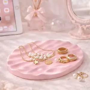 Aesthetic Wavy Jewelry Tray, Irregular Resin Trinket Tray, Jewelry Holder Catchall Plate, Vanity Organizer for Rings & Earrings