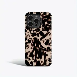 Beige Tortoiseshell Smartphone Casing, Golden Tortoise Pattern Cellphone Accessory, Compatible with iPhone 16 Pro Max, 16, 15 Plus, 14 Pro, 13, 12 Mini & Other Handheld Device Models