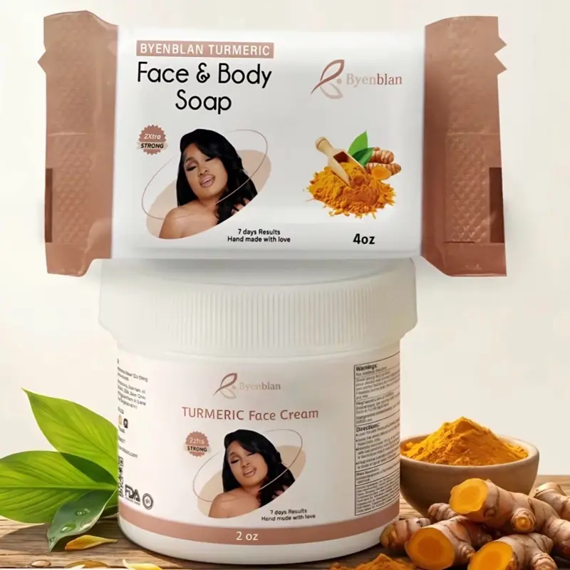 Byenblan Turmeric Face & Body Care Set – Soap (7oz) + Face Cream (2 oz)