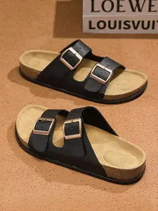 Unisex Minimalist Casual Plain Color Arch Support Beach, Adjustable Straps & Non-slip Sole Sandals for Indoor & Outdoor Wear, Walking Shoes, Footwear for Beach