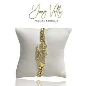 Gold Plated San Judas Bracelet with Charm