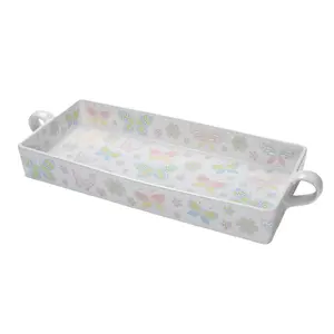 Temp-tations Seasonal 18" Serving Tray with Wrap Around Handles Ceramic Plates