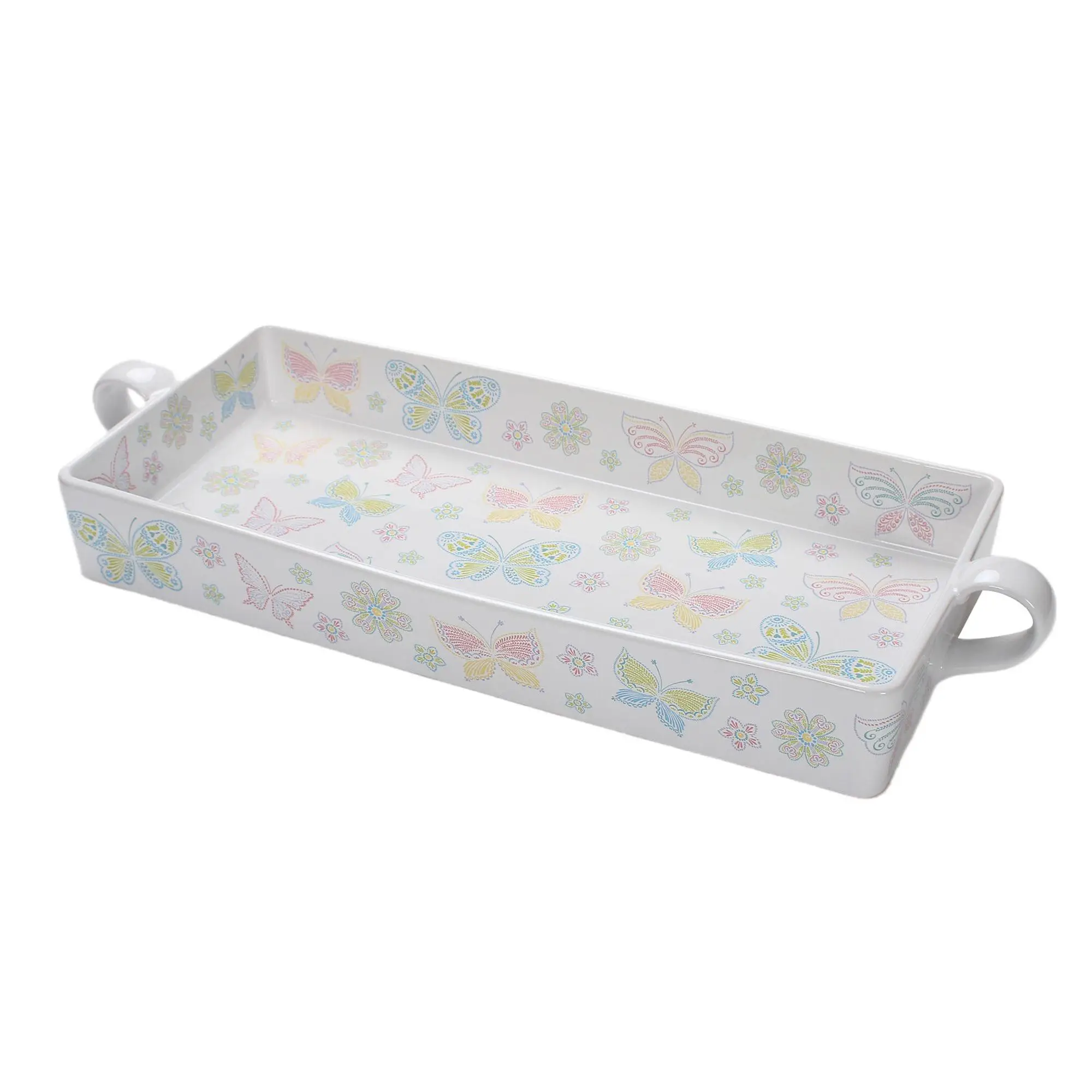 Temp-tations Seasonal 18" Serving Tray with Wrap Around Handles Ceramic Plates