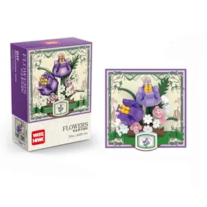 Adult 3D Wall Art Building Blocks Set, Rose Flower Shape, Abs Material, Creative Toy Gift, Stress Relief, Suitable for Ages 14+