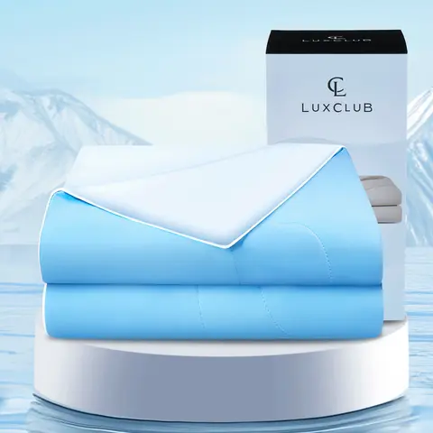 LuxClub 1-Piece Breathable Soft Blanket - Cold Touch Dual-Sided Cooling Bedding, Moisture Wicking, Q-Max Rating, Lightweight Airflow, AC/Fan Enhanced for Hot Sleepers with Night Sweats, Bedroom Use for Nighttime Coolth