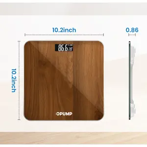 OPUMP Walnut Digital Bathroom Scale, High Accuracy Weight Scale with Backlit LED Display, Portable for Home Use, KG, LB, ST Conversion Units Healthcare