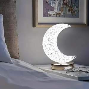 Crystal Moon Lamp Touch Light, 3 Color Adjustable Bedside Lamp, Infinite Dimming, Dimmable LED Lights, Perfect for Ramadan, Living Room, Bedroom Decor, Ambient Decor Lighting, Dimmable Mood Lamp