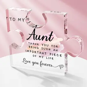 Acrylic Plaque Gifts for Aunt, Personalized Plaque, Mothers Day Birthday Gifts from Niece Best Ever Auntie Unique Acrylic Puzzle Piece Paperweight Desk Decorations Present for Thanksgiving Christmas Anniversary, Home Decor, Acrylic Desktop Decoration