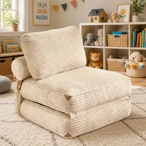 CAODOC Convertible Sleeper Chair Bed, 3 in 1 Floor Sofa Mattress with Back Support Pillow, Folding Corduroy Lounge Couch for Adults, Single Sofa Bed for Small Spaces, Bedroom, Sleepover