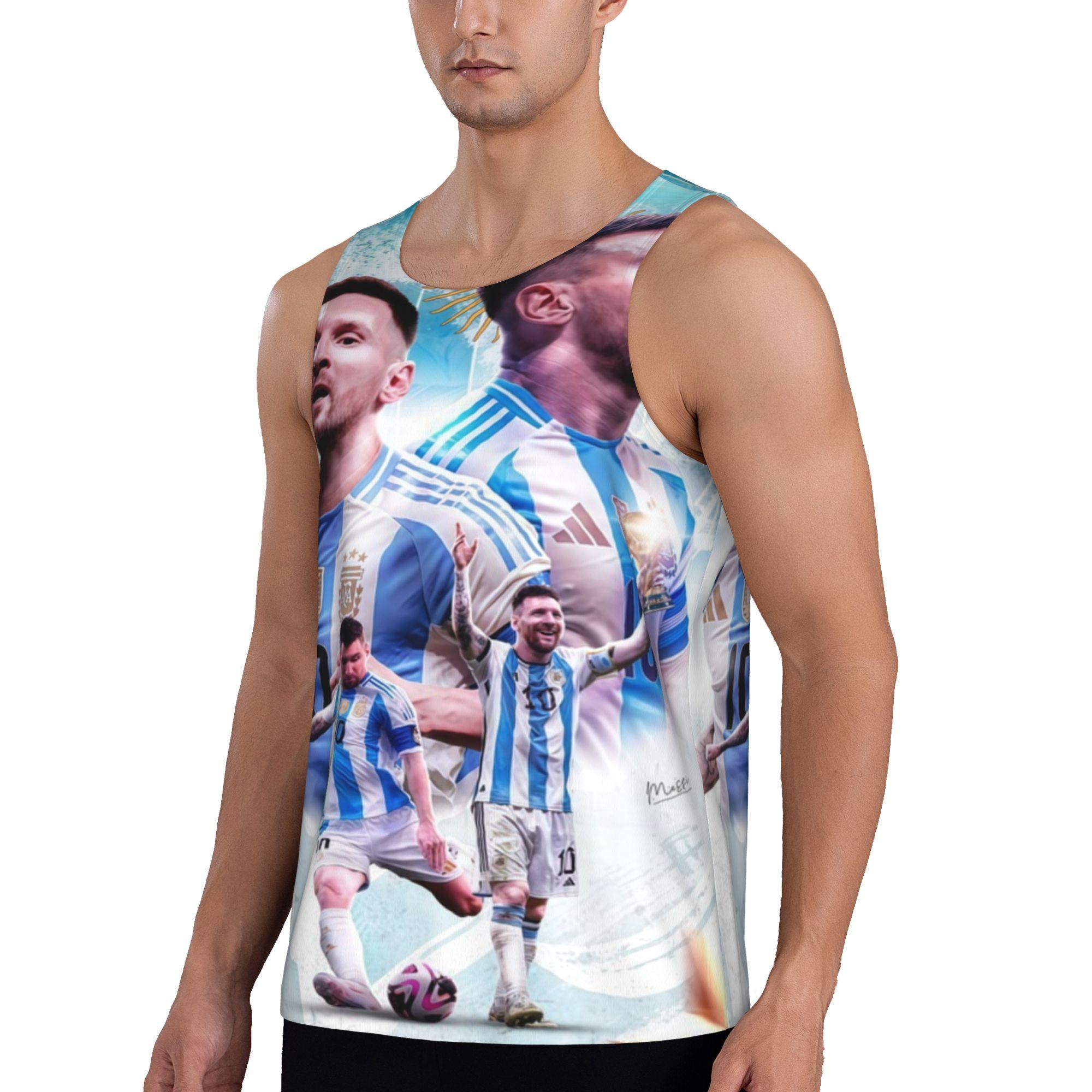 Lionel Messi Argentina Collage Sleeveless Workout Tank Top Tanktop Man Socks Menswear