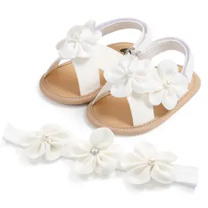 Infant Baby Girls Sandals Summer Sandals Cute Large Flower Flat Shoes Non-Slip Sole Baby First Walker Shoes 0-18Months