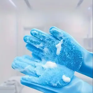 2 in 1 Pet Bath Glove, 2 Counts/set Silicone Pet Bath Massage Gloves, Multi-use Pet Bath Accessories Grooming Supplies for Dogs & Cats