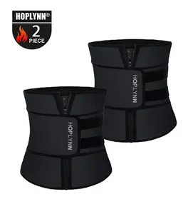 HOPLYNN Neoprene Sweat Waist Trainer Corset Trimmer Shaper Belt for Women - 2 Piece Machine Washable Comfortable Flexible Fit Enhances Silhouette